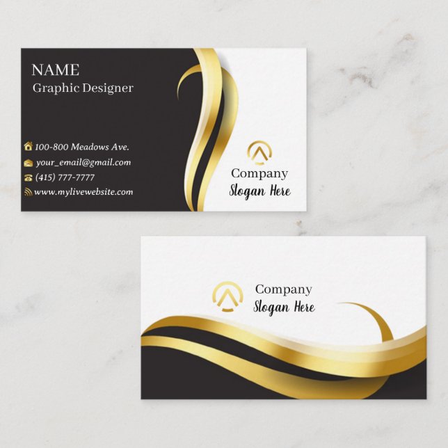 Gold & Black Business Cards 2 Pack of 100 (Front/Back)