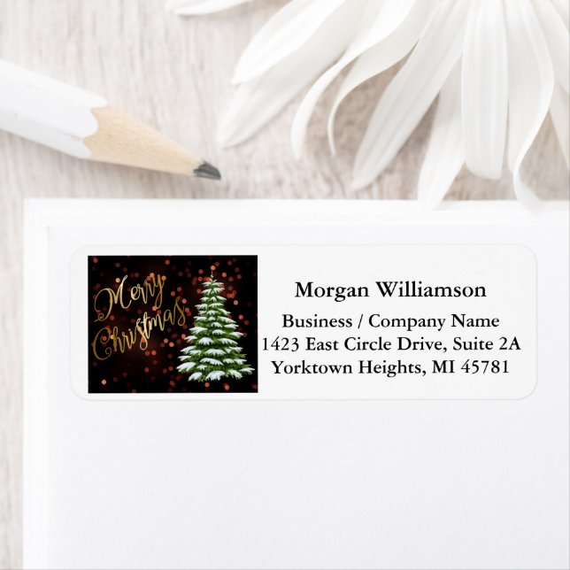 Gold Black Business Christmas Return Address Label (Insitu)