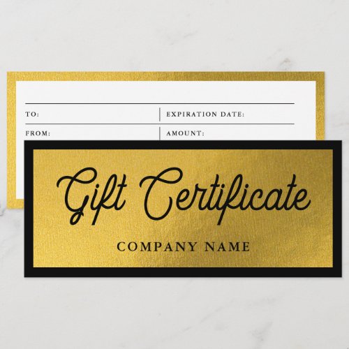Gold Black Business Gift Certificate Voucher