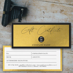 Gold Black Business Logo Gift Certificate Voucher