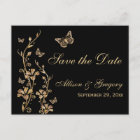 Gold, Black Butterflies Save the Date Postcard