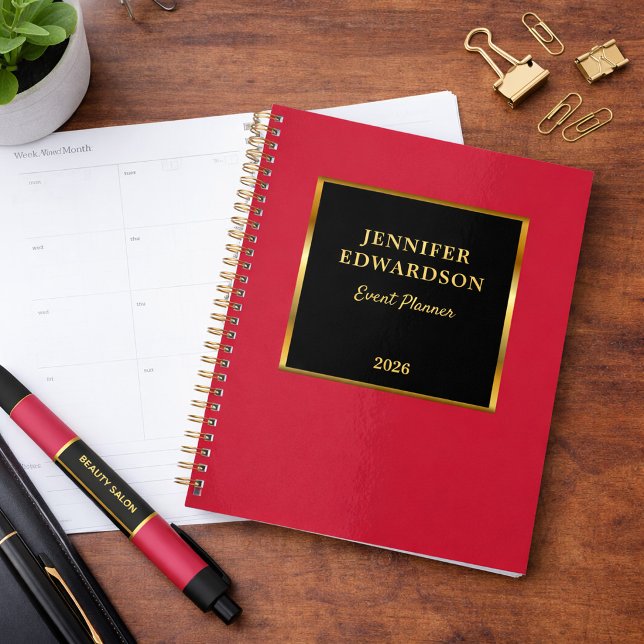 Gold black cardinal red professional business planner (Gold black and cardinal red professional business planner.)