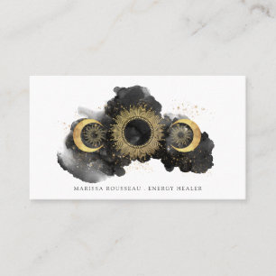 Gold Black Celestial Energy Healer Business Card