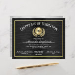 Gold Black Certificate of Completion Course Award