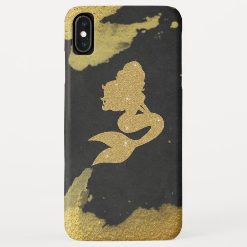  Gold  Black Chalkboard Gold Glitter Mermaid iPhone XS Max Case