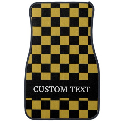 Gold Black Checkered Flag Personalized Name Car Fl Car Floor Mat