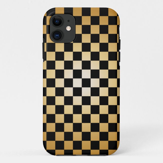 Gold & Black Checkered Grid iPhone 5 Case (Back)