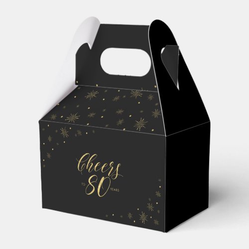 Gold  Black  Cheers 80 years 80th Birthday Party Favor Boxes