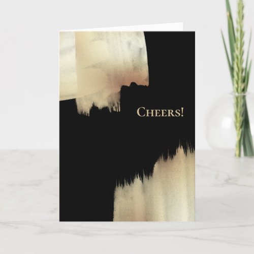  Gold Black Cheers Happy New Year with Logo Holiday Card