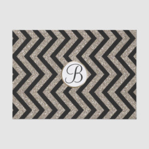Gold Black Chevron Print Monogram Letter Initial Tissue Paper