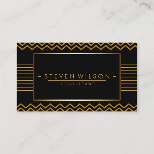 Gold Black Chevron professional Real Estate Business Card