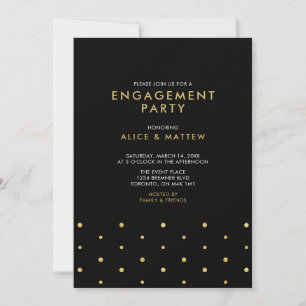 Gold & Black Chic Modern Engagement Party Invitation