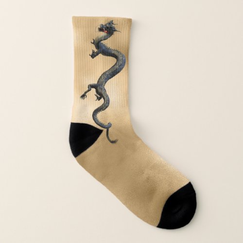 Gold Black Chinese Eastern Dragon Socks