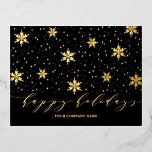 Gold & Black Christmas Holiday Foil Postcard