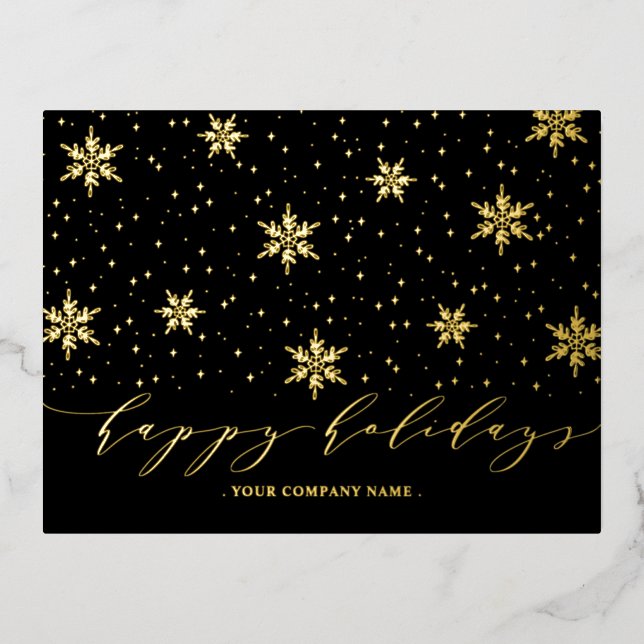 Gold & Black | Christmas Holiday Foil Postcard (Front)