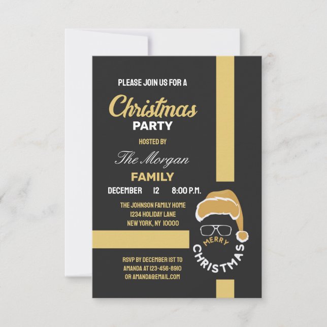 Gold Black Christmas Holiday Party Invitation (Front)