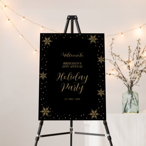 Gold  Black Christmas Holiday Party Welcome Foam Board