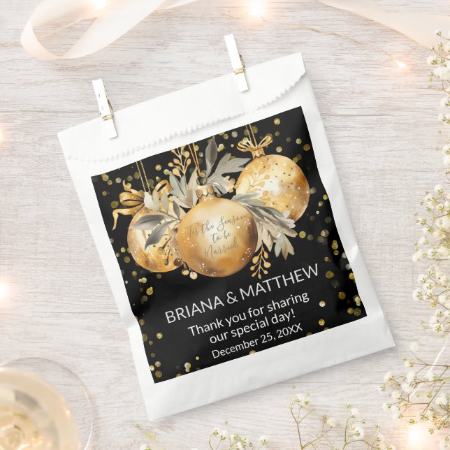 Gold Black Christmas Wedding Favor Bag (Clipped)