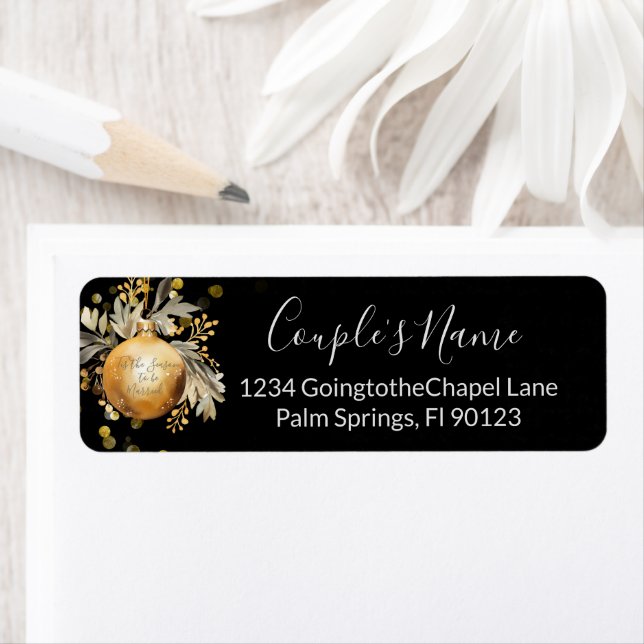 Gold Black Christmas Wedding Label (Insitu)