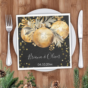 Gold Black Christmas Wedding Napkins