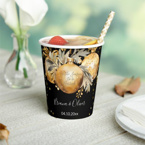 Gold Black Christmas Wedding Paper Cups