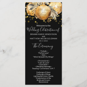 Gold Black Christmas Wedding Program