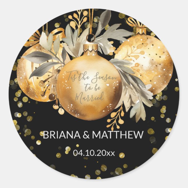 Gold Black Christmas Wedding Seal (Front)