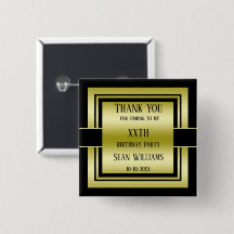Gold & Black Class Men's Birthday Thank You