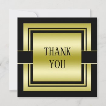 Gold & Black Class Men's Birthday Thank You Card by Sarah_Designs at Zazzle