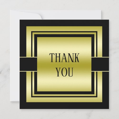 Gold  Black Class Mens Birthday Thank You Card