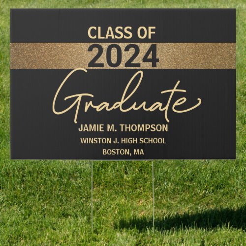 Gold Black Class of 2024 Celebrate Graduate Sign