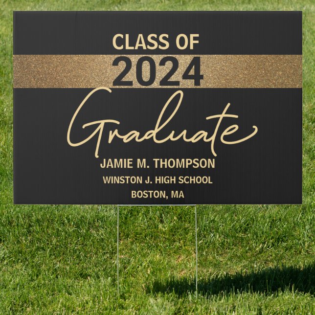 Gold Black Class of 2024 Celebrate Graduate Sign (Insitu)