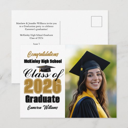 Gold Black Class of 2026 Graduate Photo Graduation