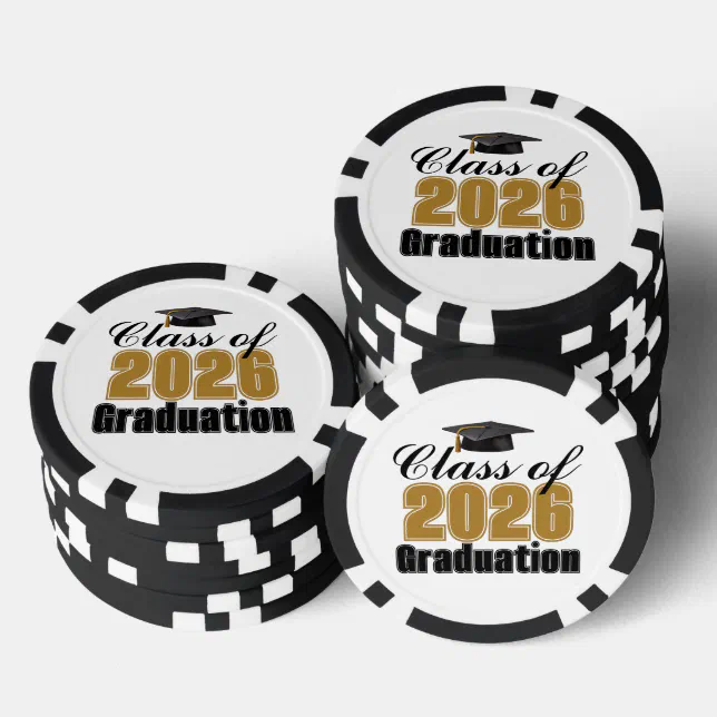 Gold Black Class of 2026 Graduation Party Poker Chips | Zazzle