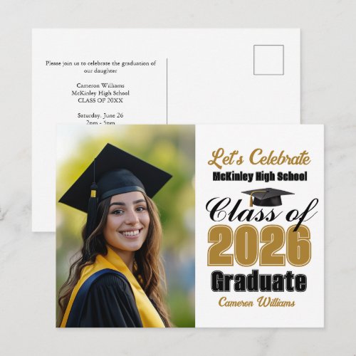 Gold Black Class of 2026 Photo Graduation Party