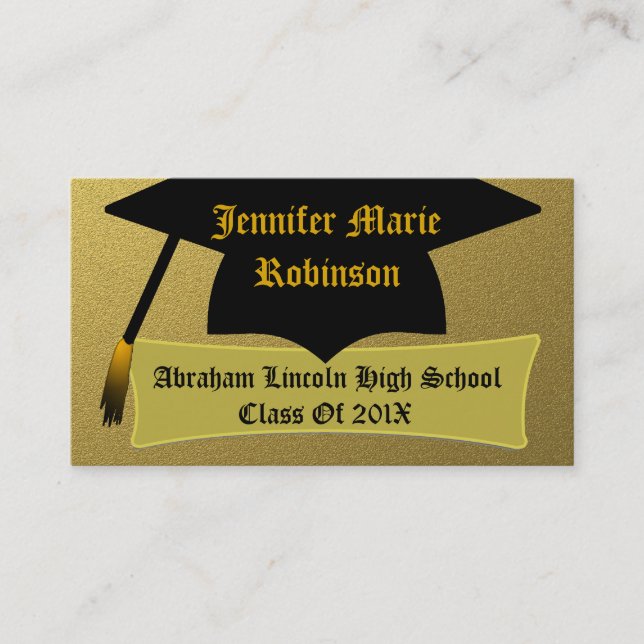 Gold & Black Classy Personalized Graduate's Card (Front)