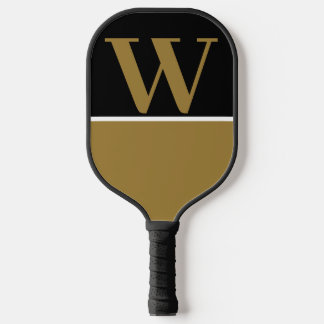 Gold Black College Monogram Pickleball Paddle
