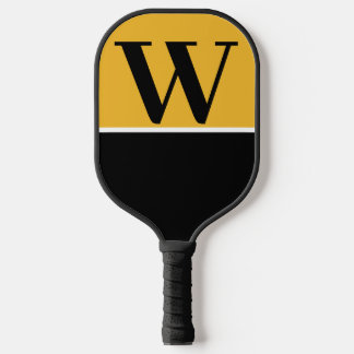 Gold & Black College Team Colors Monogram Pickleball Paddle