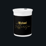 Gold black color elegant modern minimalist name beverage pitcher<br><div class="desc">A perfect design that will work in business or in your private life. A simple,  minimalist,  perfect look. Just for you.</div>