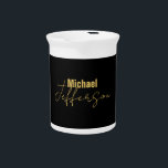 Gold black color elegant modern minimalist name beverage pitcher<br><div class="desc">A perfect design that will work in business or in your private life. A simple,  minimalist,  perfect look. Just for you.</div>