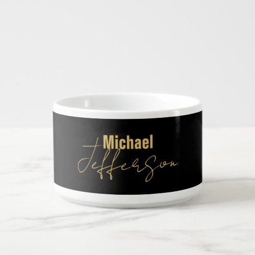 Gold black color elegant modern minimalist name bowl