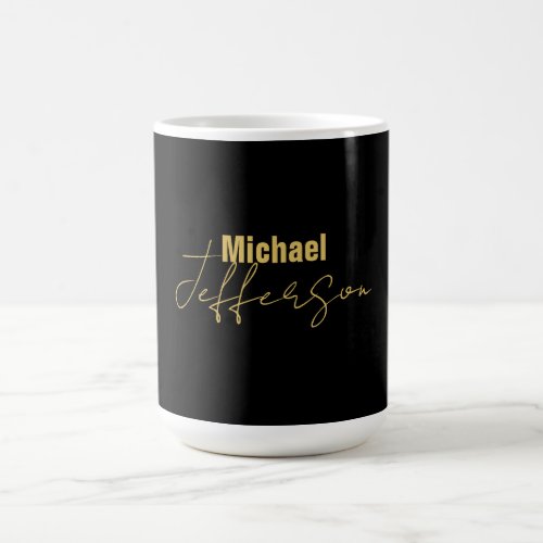 Gold black color elegant modern minimalist name coffee mug