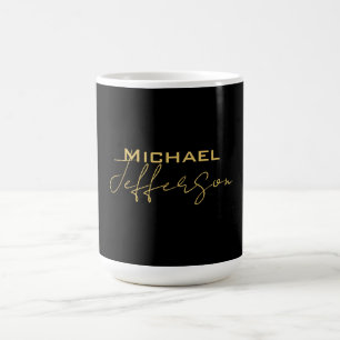 Gold black color elegant modern minimalist name coffee mug