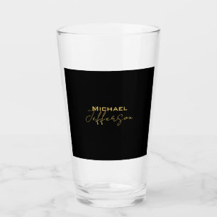 Gold black color elegant modern minimalist name glass