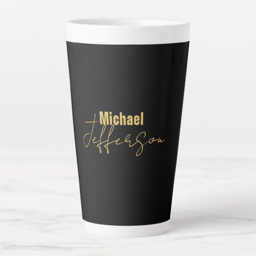 Gold black color elegant modern minimalist name latte mug