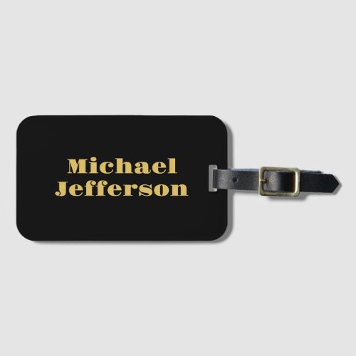 Gold black color elegant modern minimalist name luggage tag