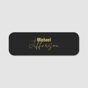 Gold black color elegant modern minimalist name tag