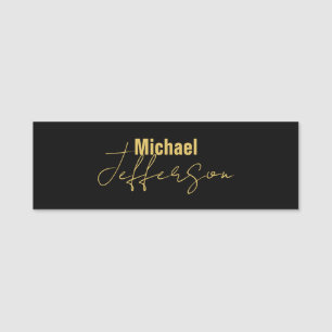 Gold black color elegant modern minimalist name tag