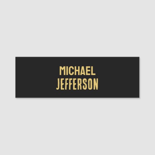Gold black color elegant modern minimalist name tag