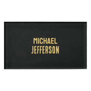 Gold black color elegant modern minimalist name tag